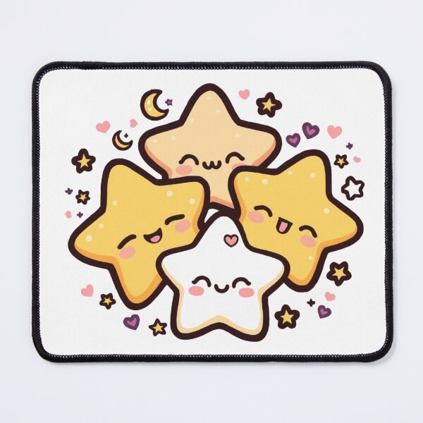 Item preview, Kawaii star friends sticker — cute star character trio pastel yellow celestial designed and sold by Cosmic Zodiac Studio.