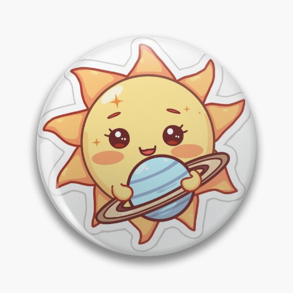 Item preview, Kawaii sun hugging Saturn sticker — cute chibi solar system pastel space art designed and sold by Cosmic Zodiac Studio.