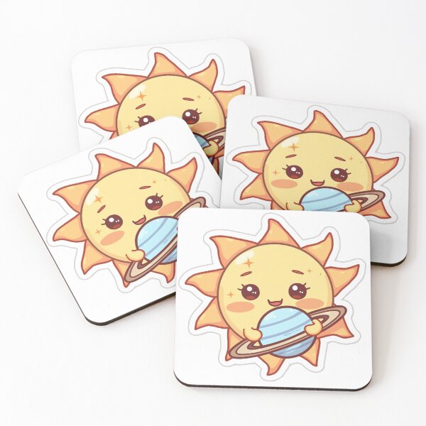 Item preview, Kawaii sun hugging Saturn sticker — cute chibi solar system pastel space art designed and sold by Cosmic Zodiac Studio.