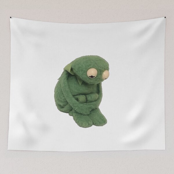 Item preview, Sad Frog Plush Meme Sticker – Depressed Froggy Funny Cursed Gift designed and sold by wamdahcreative.