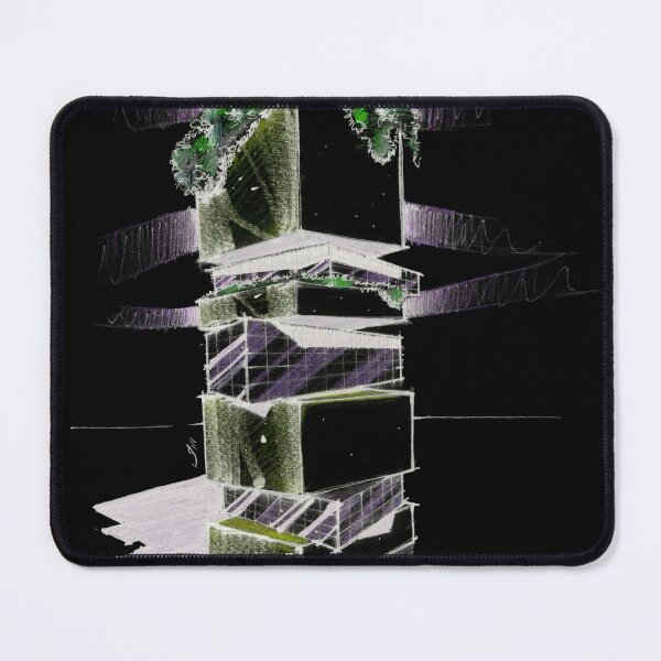 Item preview, Futuristic Tower — Purple Green Architecture Concept Art designed and sold by SaharArtwork.