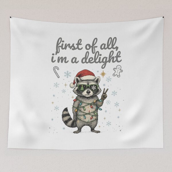 Item preview, Delightful Raccoon Christmas Peace Sign  designed and sold by CuteArtKawaii.