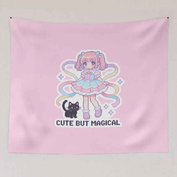 Item preview, Cute But Magical - Pixel Art Magical Girl and Black Cat designed and sold by PotionPixelArt.