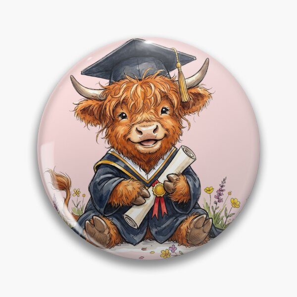 Item preview, Cute Watercolor Highland Cow Graduation Class of 2026 Art designed and sold by BreezifyDesignStudio.