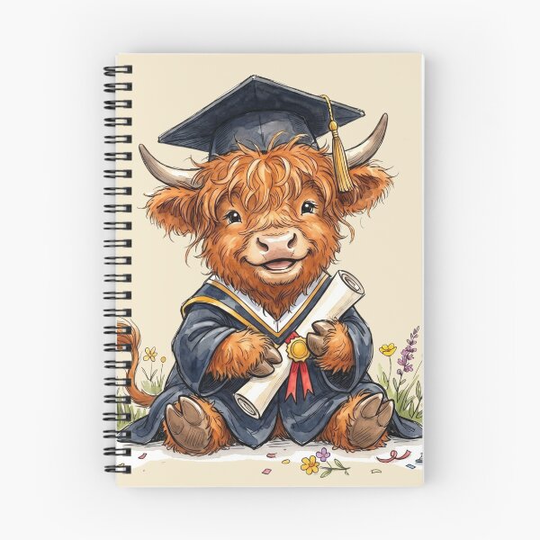 Item preview, Cute Watercolor Highland Cow Graduation Class of 2026 Art designed and sold by BreezifyDesignStudio.