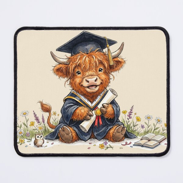 Item preview, Cute Watercolor Highland Cow Graduation Class of 2026 Art designed and sold by BreezifyDesignStudio.