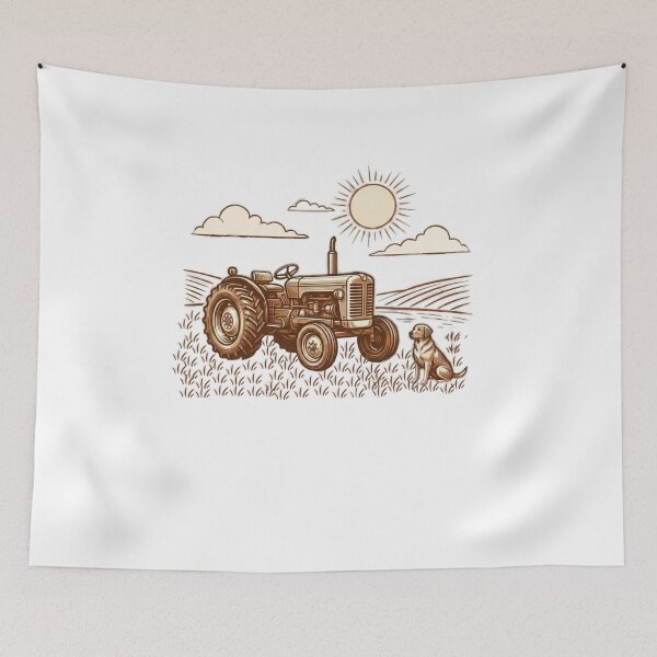 Item preview, Vintage tractor on the farm with dog designed and sold by Ahmedsyde.