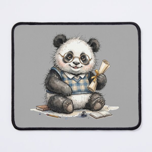 Item preview, Cute Watercolor Panda with Glasses and Diploma Scroll Art designed and sold by BreezifyDesignStudio.