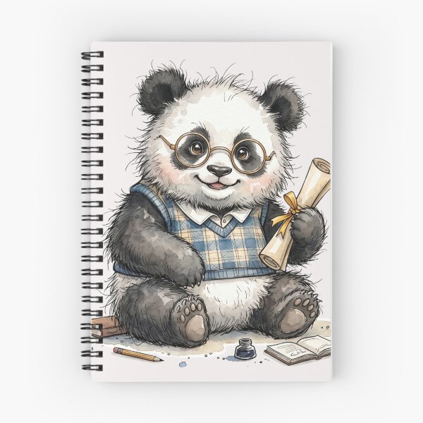 Item preview, Cute Watercolor Panda with Glasses and Diploma Scroll Art designed and sold by BreezifyDesignStudio.