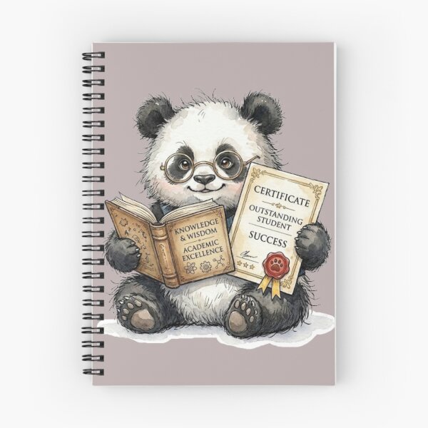 Item preview, Cute Watercolor Panda Reading Book with Success Certificate designed and sold by BreezifyDesignStudio.