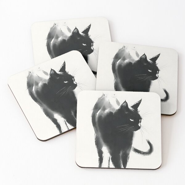 Item preview, Mysterious Black Cat Sumi-e Ink Art designed and sold by montaodujour.