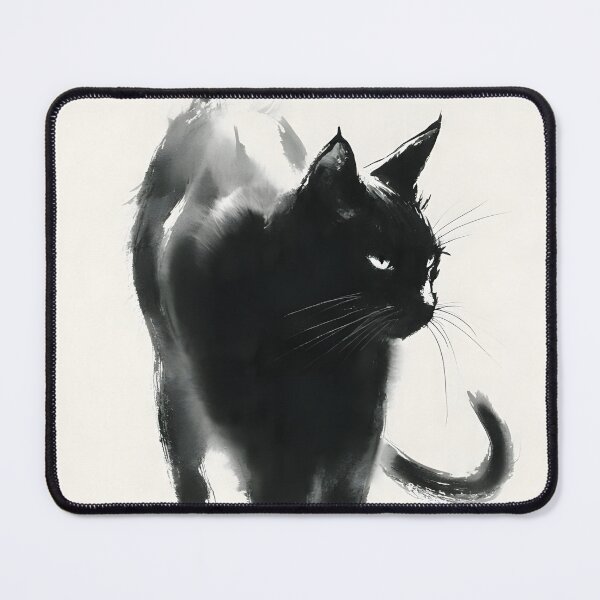 Item preview, Mysterious Black Cat Sumi-e Ink Art designed and sold by montaodujour.