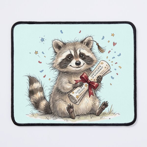 Item preview, Cute Watercolor Raccoon with Confetti and Success Certificate designed and sold by BreezifyDesignStudio.