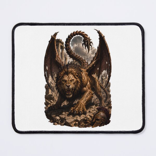 Item preview, Manticore Beast of Greek Mythology  Legendary Winged Monster Art designed and sold by MythwovenShop.