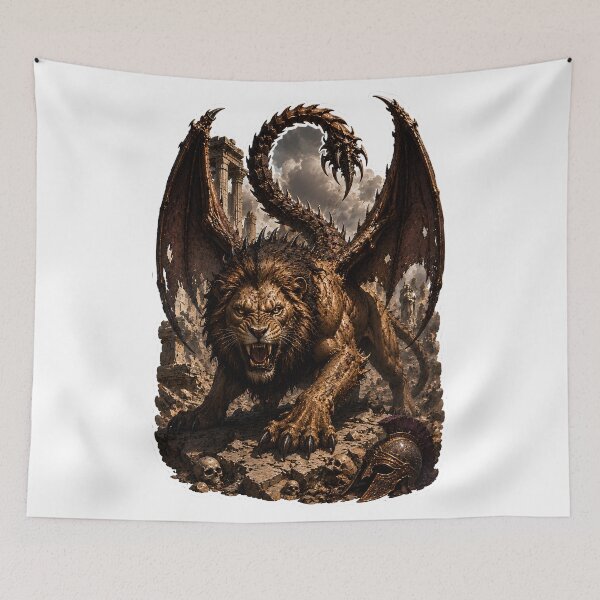 Item preview, Manticore Beast of Greek Mythology  Legendary Winged Monster Art designed and sold by MythwovenShop.