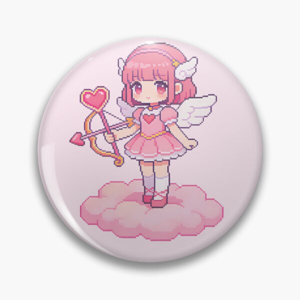 Item preview, Cute Pixel Art Cupid - Kawaii Angel Girl on Pink Cloud designed and sold by PotionPixelArt.