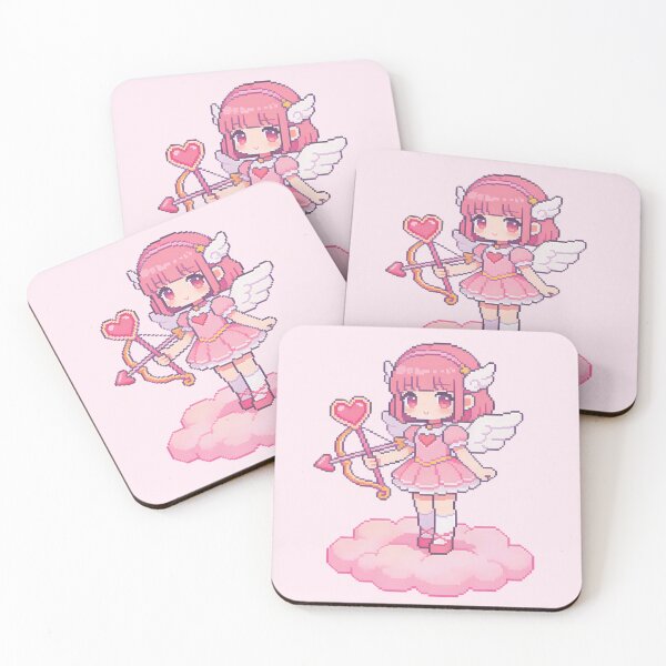 Item preview, Cute Pixel Art Cupid - Kawaii Angel Girl on Pink Cloud designed and sold by PotionPixelArt.