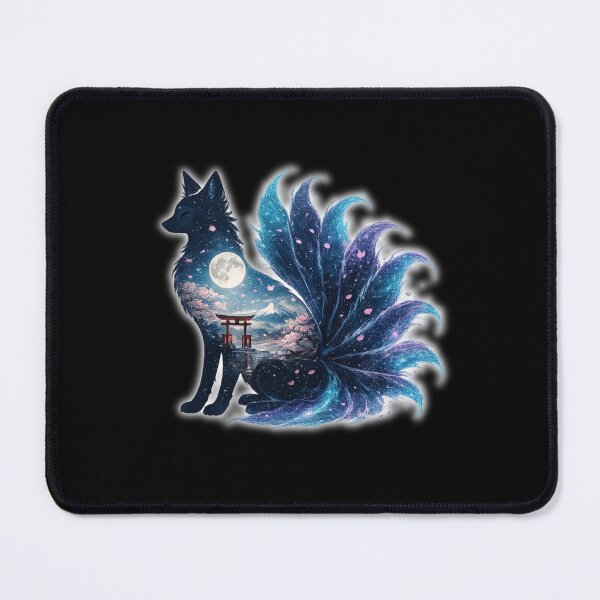 Item preview, Nine Tailed Fox Kitsune Japanese Art Cherry Blossom Moon designed and sold by YokaiInk.