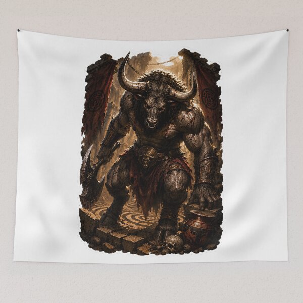 Item preview, Minotaur Guardian of the Labyrinth  Greek Mythology Legendary Beast Art designed and sold by MythwovenShop.