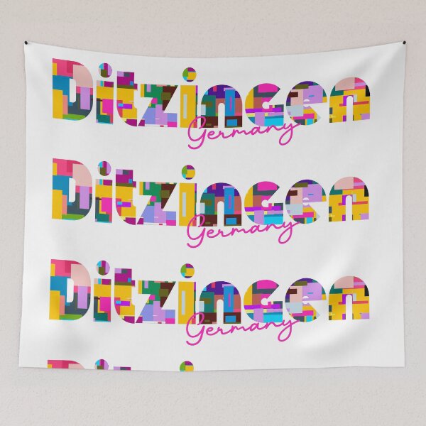 Item preview, Ditzingen, Germany, Vibrant Abstract City Typography Art designed and sold by Wanderful-roads.
