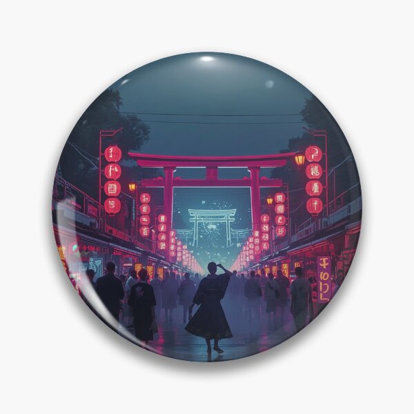 Item preview, Neon Matsuri Festival Night — Japanese Cyberpunk Art Print designed and sold by Tokyo Neo Noir Collective .