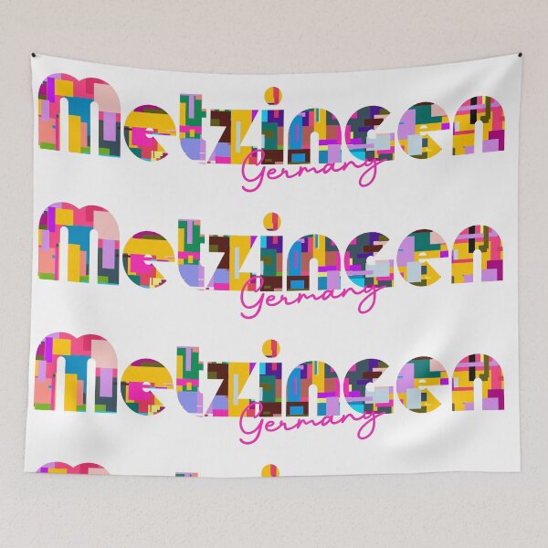 Item preview, Metzingen, Germany, Vibrant Abstract City Typography Art designed and sold by Wanderful-roads.