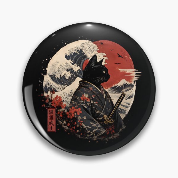 Item preview, Samurai Cat Beneath Crimson Sun designed and sold by Kicor.