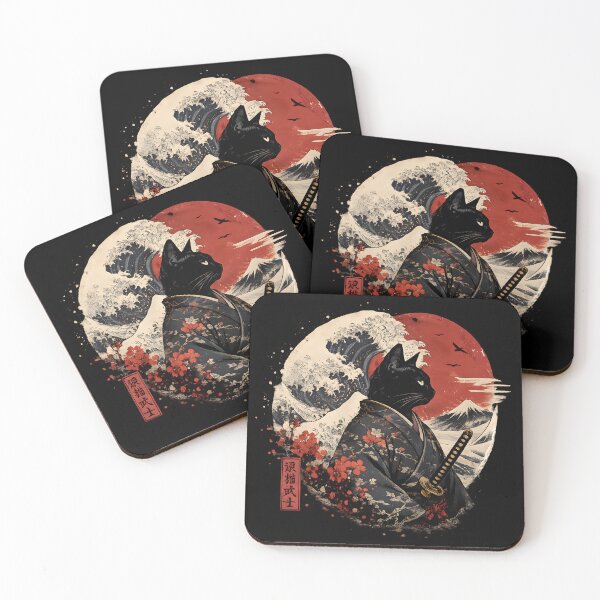 Item preview, Samurai Cat Beneath Crimson Sun designed and sold by Kicor.