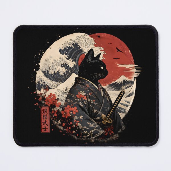 Item preview, Samurai Cat Beneath Crimson Sun designed and sold by KICOR.