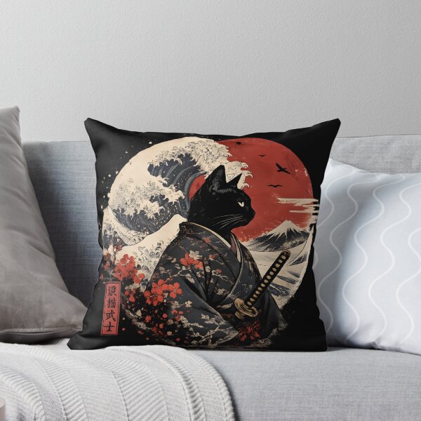 Item preview, Samurai Cat Beneath Crimson Sun designed and sold by KICOR.