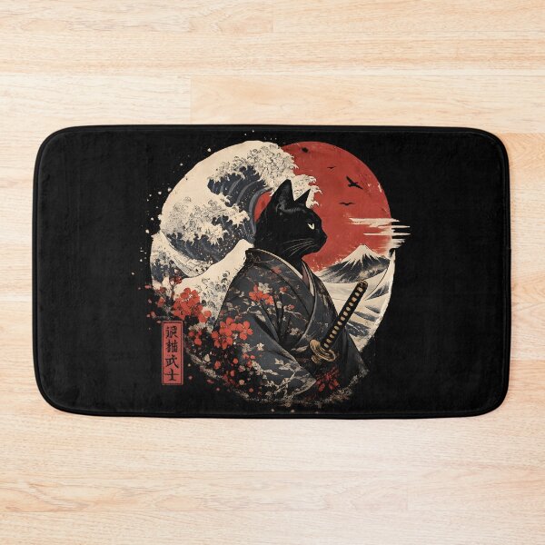 Item preview, Samurai Cat Beneath Crimson Sun designed and sold by Kicor.