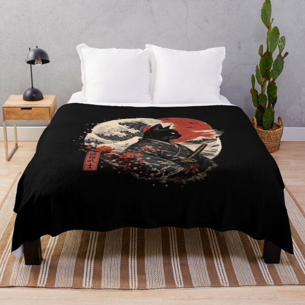 Item preview, Samurai Cat Beneath Crimson Sun designed and sold by KICOR.