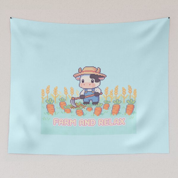 Item preview, Farm and Relax - Cute Pixel Art Cow Gardener designed and sold by PotionPixelArt.