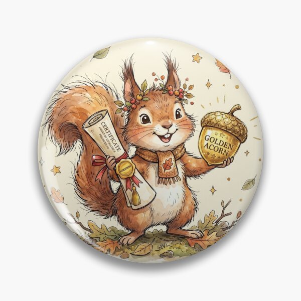 Item preview, Cute Watercolor Squirrel with Certificate and Golden Acorn Award designed and sold by BreezifyDesignStudio.