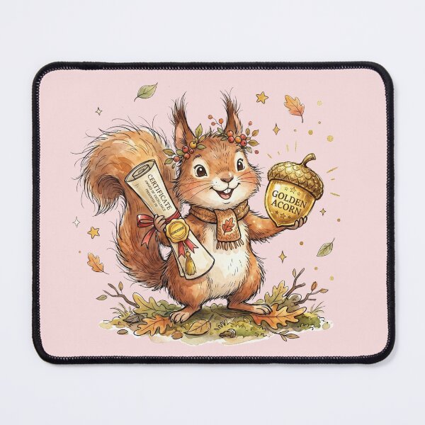 Item preview, Cute Watercolor Squirrel with Certificate and Golden Acorn Award designed and sold by BreezifyDesignStudio.