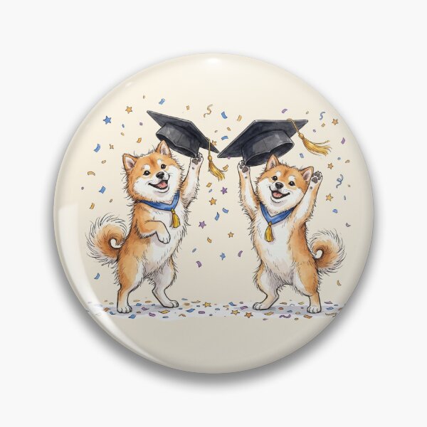 Item preview, Cute Watercolor Shiba Inu Puppies Throwing Graduation Caps designed and sold by BreezifyDesignStudio.