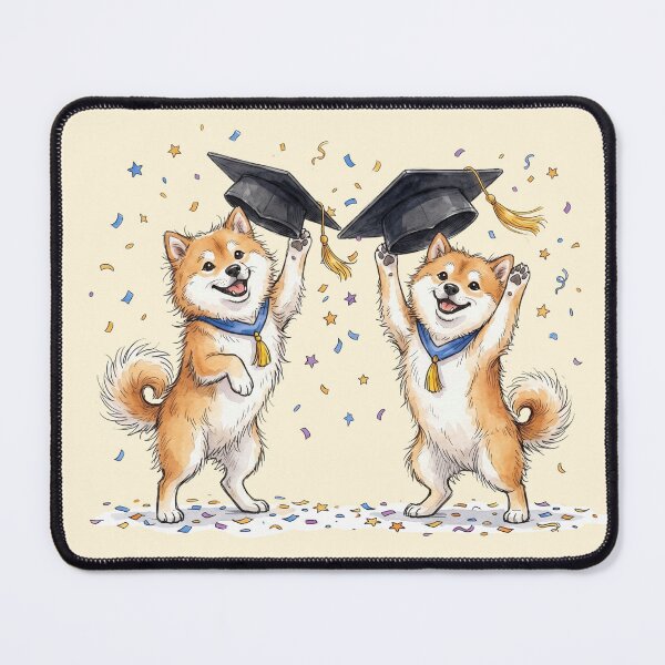 Item preview, Cute Watercolor Shiba Inu Puppies Throwing Graduation Caps designed and sold by BreezifyDesignStudio.