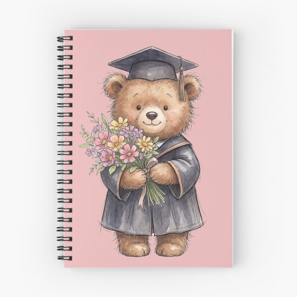 Item preview, Cute Watercolor Graduation Teddy Bear with Flower Bouquet designed and sold by BreezifyDesignStudio.