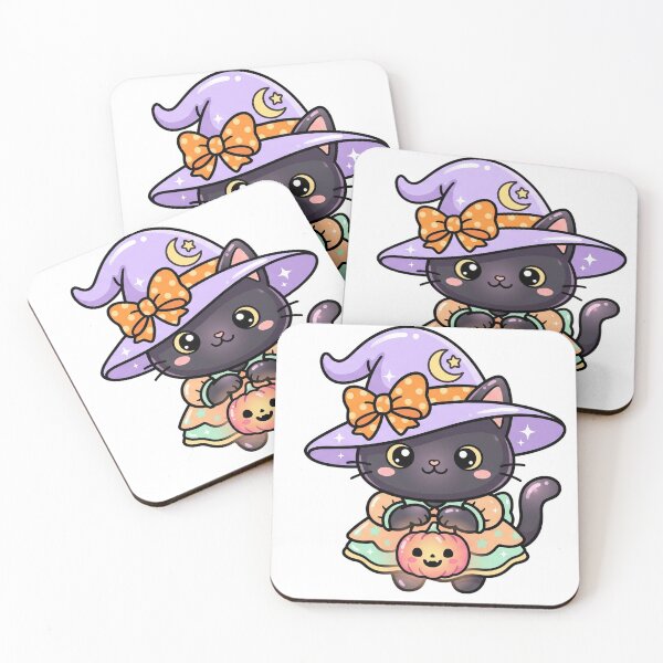 Item preview, Cute Witch Cat with Pumpkin – Kawaii Halloween Illustration designed and sold by Biwbiwty.