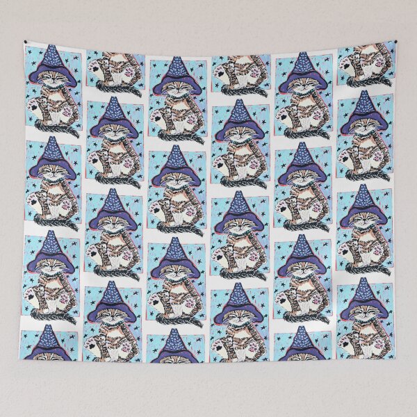 Item preview, Sleepy Wizard Cat designed and sold by JenJenArt.