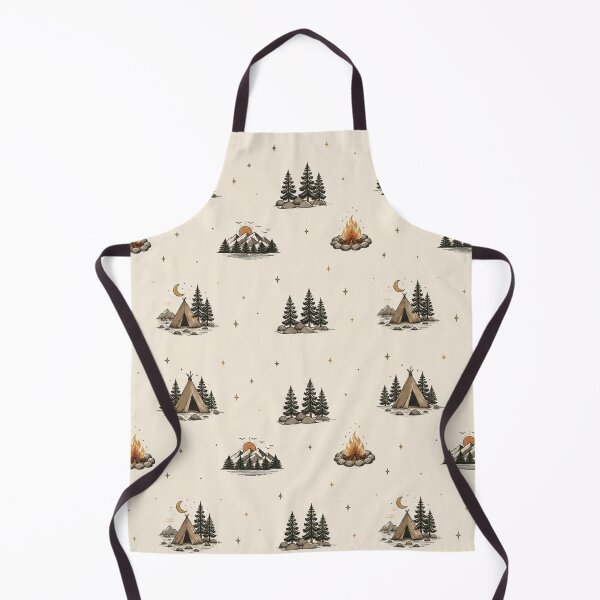Item preview, Vintage Camping Pattern | Rustic Wilderness Tent, Campfire & Forest Seamless Design designed and sold by Inkmatic Studio.