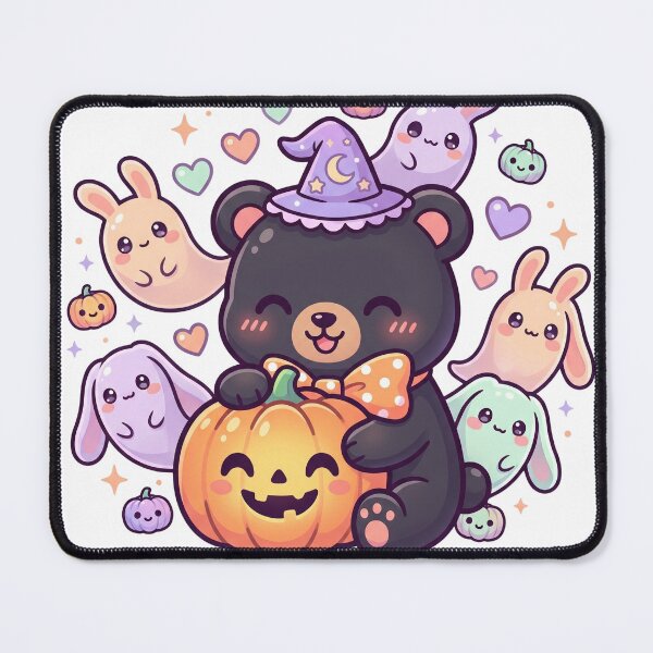 Item preview, Cute Halloween Bear with Pumpkin – Kawaii Spooky Illustration designed and sold by Biwbiwty.