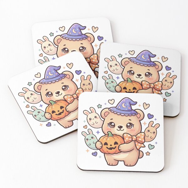 Item preview, Cute Witch Bear with Pumpkin – Pastel Halloween Illustration designed and sold by Biwbiwty.
