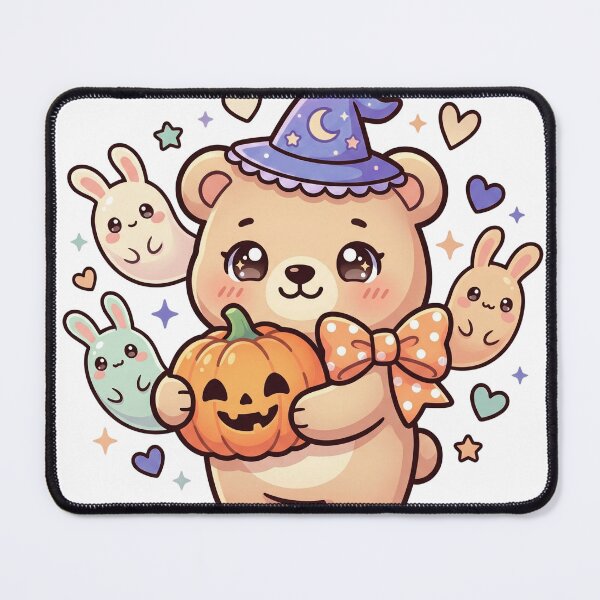 Item preview, Cute Witch Bear with Pumpkin – Pastel Halloween Illustration designed and sold by Biwbiwty.