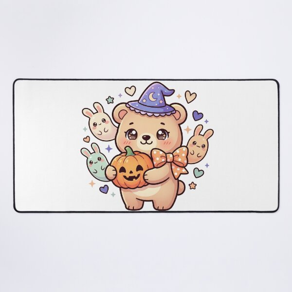 Item preview, Cute Witch Bear with Pumpkin – Pastel Halloween Illustration designed and sold by Biwbiwty.