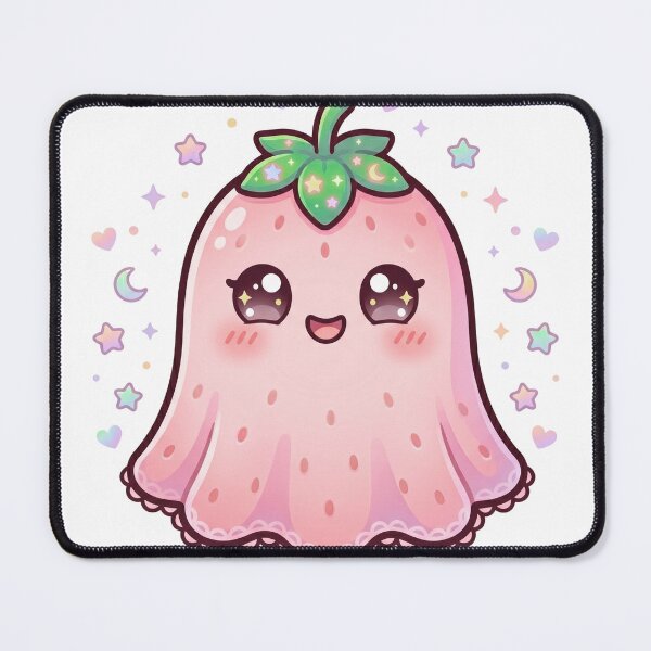 Item preview, Cute Pink Strawberry Ghost – Kawaii Halloween Art designed and sold by Biwbiwty.