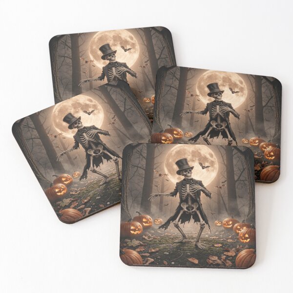 Item preview, Spooky Dapper Skeleton Dancing in Halloween Pumpkin Patch designed and sold by Art-spree.