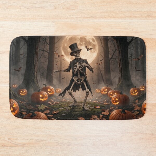 Item preview, Spooky Dapper Skeleton Dancing in Halloween Pumpkin Patch designed and sold by Art-spree.