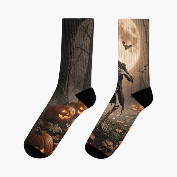 Item preview, Spooky Dapper Skeleton Dancing in Halloween Pumpkin Patch designed and sold by Art-spree.