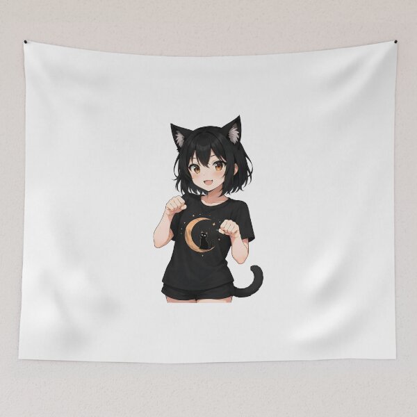 Item preview, Anime Cat Girl Moonlit Kawaii designed and sold by Amr Siam.